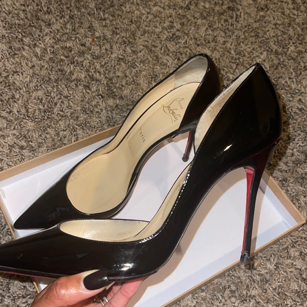 Louboutin Black patent Iriza 100mm